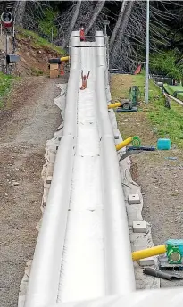  ??  ?? The new slide at Tekapo Springs gets up some serious speed.