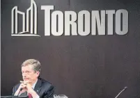  ?? DAVID RIDER/TORONTO STAR FILE PHOTO ?? Mayor John Tory and his executive committee voted to kill a motion for a probe of the Scarboroug­h subway planning process.