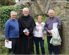  ??  ?? Revd Ken Rue, Vicar of Wicklow and Killiskey Parish, Canon Kieran O’Mahony OSA, local historian Sheila Clarke and Fr Eamon Crossan, ADM Ashford and Glenealy Parish.