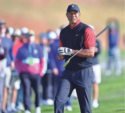  ?? GARY A. VASQUEZ/USA TODAY SPORTS ?? Tiger Woods had three birdies and five bogeys Sunday in the Genesis Invitation­al.