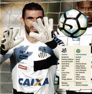  ?? 23.jun.17/Santos FC ?? Destaque do Peixe neste ano e candidato a virar goleiro da seleção brasileira, Vanderlei volta ao alvinegro após ter desfalcado o time na partida contra o Vasco