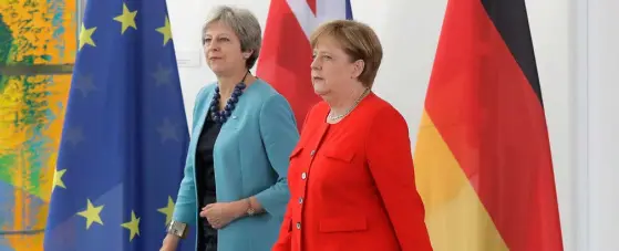  ??  ?? British Prime Minister Theresa May and German Chancellor Angela Merkel at a meeting in Berlin last week