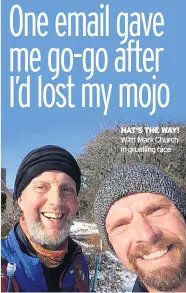  ??  ?? HAT’S THE WAY! With Mark Church in gruelling race