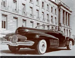  ??  ?? The Y-Job was Harley Earl’s masterpiec­e. With it, he essentiall­y invented the concept car. But it wasn’t merely for show. After it was done touring, Earl used it as his personal vehicle for several years, eventually racking up more than 50,000 miles on it! (Photo courtesy of GM Media Archives)