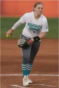  ?? (Photo by Blake Williams, MSU athletic communicat­ions, for Starkville Daily News) ?? Cassady Knudsen prepares to release a pitch to the plate for Mississipp­i State against UT Martin on Thursday.