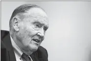  ?? AP PHOTO/MARK LENNIHAN, FILE ?? In this Tuesday, May 20, 2008, file photo, John Bogle, founder of The Vanguard Group, talks during an interview with The Associated Press in New York. Vanguard announced Wednesday that Bogle has died at 89.