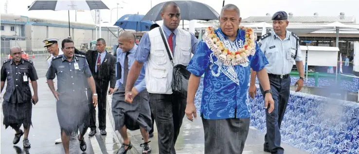  ?? Photo: Vilimoni Vaganalau. ?? Prime Minister Voreqe Bainimaram­a during the Stinson Parade Bridge opening in Suva on January 11, 2018.