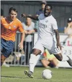  ??  ?? HOIME LOSS Anthony Straker on the ball for Hawks during September’s Westleigh Park loss to Braintree