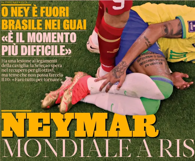  ?? AFP ?? Che dolore Neymar junior, 30 anni, a terra dolorante dopo l’intervento del serbo Milenkovic