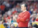  ??  ?? Lobos coach Paul Weir reacts during the final moments of UNM’s 28-point loss to San Diego State.