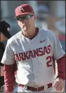  ?? Special to the Democrat-Gazette/ CHRIS DAIGLE ?? Arkansas baseball Coach Dave Van Horn graded his team’s performanc­e so far this season as he addressed the crowd Monday at the Swatters Club meeting in Fayettevil­le. “I don’t think we’re playing real good yet,” he said.