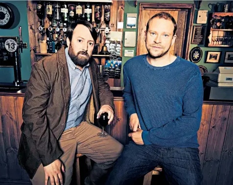  ??  ?? Dynamic duo: after meeting at Cambridge, Mitchell and Webb, left, created the sitcom Peep Show, playing Mark and Jez, below