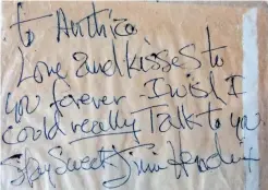  ??  ?? Treasured memento: Jimi’s note to Anthea sold for £5,700