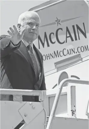  ?? PHOTO BY TIM J. MUELLER FOR USA TODAY ?? John McCain imposed strict limits on himself as to what flights he would take. 2008