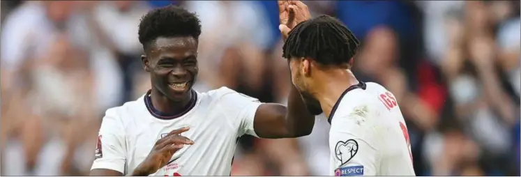  ?? Photo: Getty Images ?? Birthday goal… Bukayo Saka marked his 20th birthday with a goal against Andorra.