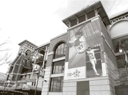  ?? Karen Warren / Staff photograph­er ?? If the MLB 2020 season plan is approved by the players’ union, the Astros could be playing games again at Minute Maid Park starting July Fourth weekend.