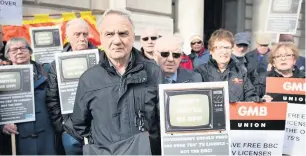  ??  ?? REBELS Members of the National Pensioners Convention protest about TV licence fees