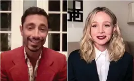  ??  ?? Riz Ahmed and Carey Mulligan accepting the best male and female lead prizes at the Independen­t Spirit awards. Composite: Getty Images