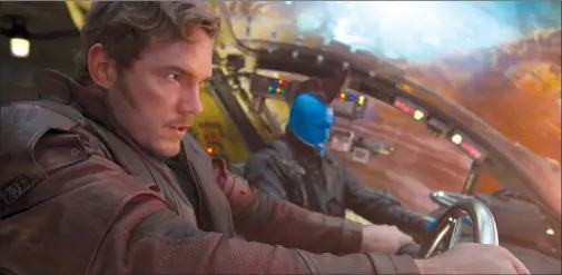  ?? MARVEL STUDIOS/DISNEY VIA AP ?? This image released by Disney-Marvel, Chris Pratt, left, and Michael Rooker appear in a scene from, Guardians Of The Galaxy Vol. 2." Marvel Studios/Disney via AP