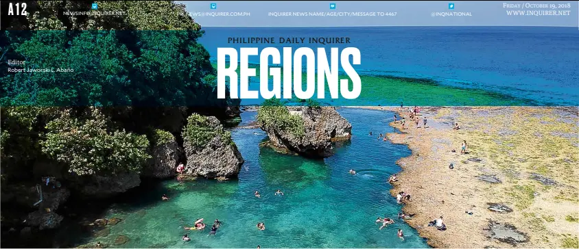  ?? —ERWIN MASCARIÑAS ?? ROCK POOLS Tourists find a piece of paradise at Magpupungk­o rock pools in the town of Pilar on Siargao Island.