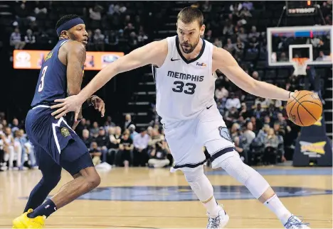  ?? BRANDON DILL/THE ASSOCIATED PRESS FILE ?? Centre Marc Gasol is now a member of the Raptors as Toronto traded centre Jonas Valanciuna­s, guards Delon Wright and C.J. Miles and a second-round draft pick Thursday to the Memphis Grizzlies.