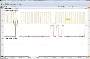  ??  ?? ATS 5000 scope recording of cam vs crank.