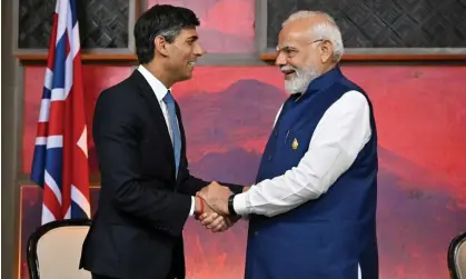  ?? Photograph: Reuters ?? Rishi Sunak with Narendra Modi at the G20 summit in Bali, Indonesia, in 2022. ‘India’s partners should urge it to restore and respect democratic values’.