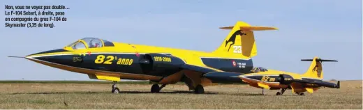  ??  ?? Non, vous ne voyez pas double… Le F-104 Sebart, à droite, pose en compagnie du gros F-104 de Skymaster (3,35 de long).