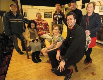  ?? Photo John Reidy ?? Stage manager, Noel Murphy (left) pictured with the Spike Players cast of the Bernard Farrell comedy Happy Birthday Dear Alice: Included are seated: Josephine Roche, Bertie Hickey, Alanna Moriarty and Conor Reidy. Back from left: Patrick Joy, Tommy...