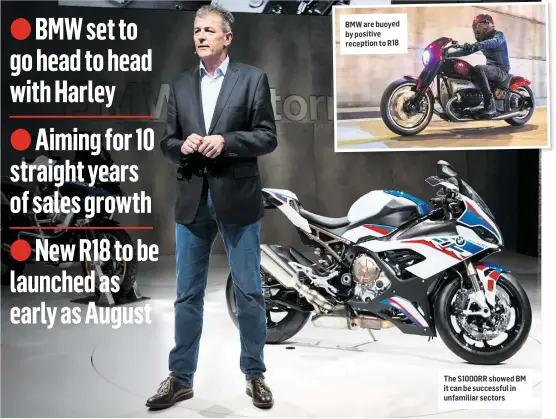  ??  ?? BMW are buoyed by positive reception to R18 The S1000RR showed BM it can be successful in unfamiliar sectors