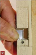  ??  ?? 9 Pare the bottom of the mortise with a chisel.