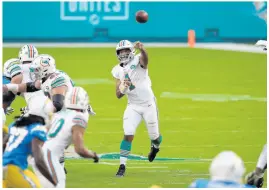  ?? JOHN MCCALL/SOUTH FLORIDA SUN SENTINEL ?? The Dolphins invested a first-round pick in Tua Tagovailoa, but would they be willing to flip him for Houston’s Deshaun Watson?