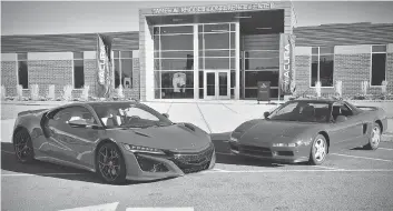  ??  ?? The latest NSX, left, sits next to its 1990 precursor.