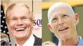  ?? FILE PHOTOS ?? U.S. Sen. Bill Nelson, left, is a Florida Democrat. Gov. Rick Scott, right, is a Florida Republican.