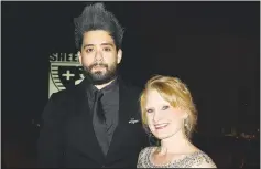  ?? (NWA Democrat-Gazette File Photo/Carin Schoppmeye­r) ?? Cpl. Sebastian Gallegos stands with Jayme Lingo at a previous Sheep Dog charity ball. Gallegos was the guest speaker for the benefit.