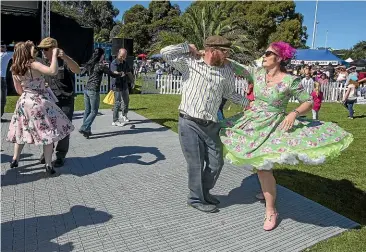  ??  ?? Jeremy Willis and Michelle Smith show off their dancing skills at Caroline Bay on Saturday.