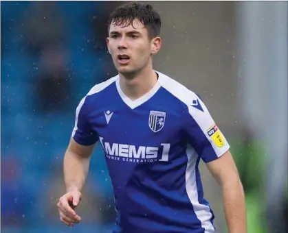  ??  ?? Thomas O’Connor has firmly establishe­d himself in the blue and white shirt of Gillingham in League One.