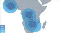  ??  ?? Als zusätzlich­es Feature bietet Eutelsat 7C einen steuerbare­n Ku-bandspotbe­am. Hier einige Beispiele zu seiner möglichen Ausrichtun­g