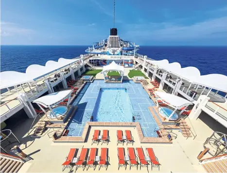  ?? — Photos: Dream Cruises ?? The swimming pool and waterslide park will offer hours of fun for passengers.