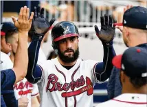  ?? CURTIS COMPTON / CCOMPTON@AJC.COM ?? All-Star outfielder NickMarkak­iscould still after a strong first half in 2018. he struggled