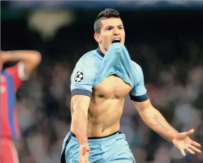  ?? PICTURE: GETTY IMAGES ?? MAN OF THE MOMENT: Manchester City striker Sergio Aguero helped save his team’s Champions League campaign with a stunning hat-trick against Bayern Munich this week. He has been key in keeping City’s title challenge alive with his vital goals this season.