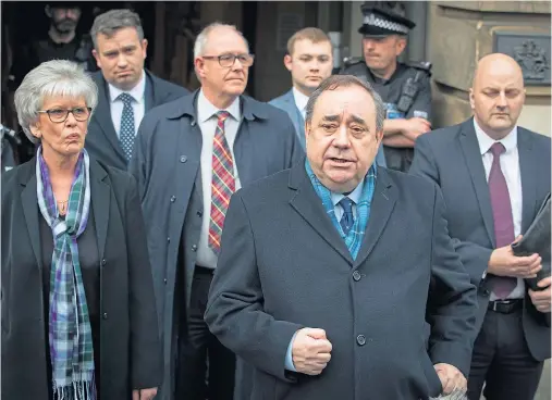  ??  ?? ACQUITTED: Alex Salmond after he was cleared of 13 charges, including attempted rape and sexual assault, at the High Court
