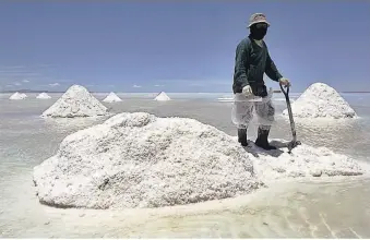  ??  ?? La industria boliviana del litio también promoverá la explotació­n de otros minerales que existen en el país y que, por ahora, solo se exportan a mercados de Asia.