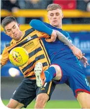  ??  ?? Alloa’s Kevin O’hara and Inverness’ Kevin Mchattie in action