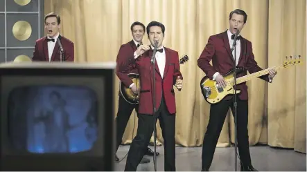  ?? WARNER BROS. ?? Erich Bergen, left, Vincent Piazza, John Lloyd Young (as Frankie Valli) and Michael Lomenda star in Jersey Boys, a film version of the stage musical about Valli and the Four Seasons.