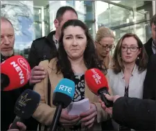  ??  ?? Ann O’Carroll, the niece of slain Ballyduff farmerAnth­ony O’Mahony, speaking to media outside the Central Criminal Court on Monday, where Michael Ferris received a five-year sentence.