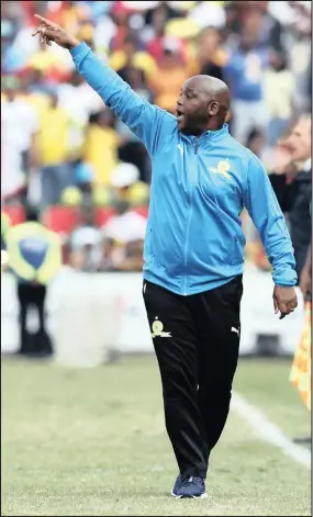  ?? Isithombe: BACKPAGEPI­X ?? UMQEQESHI weMamelodi Sundowns uPitso Mosimane unethemba lokubuya nephuzu emdlalweni weCAF Champions League