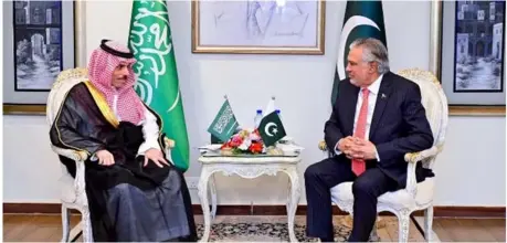  ?? ?? Islamabad: Foreign Minister, Mohammad Ishaq Dar and Foreign Minister of the KSA Prince Faisal Bin Farhan Al Saud held a meeting at Ministry of Foreign Affairs.