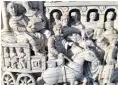  ??  ?? Deeply cut: the Byzantine carving in ivory shows a procession of dignitarie­s