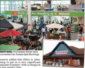  ??  ?? MISTAKE: Homebase stores were converted into Aussie-style Bunnings